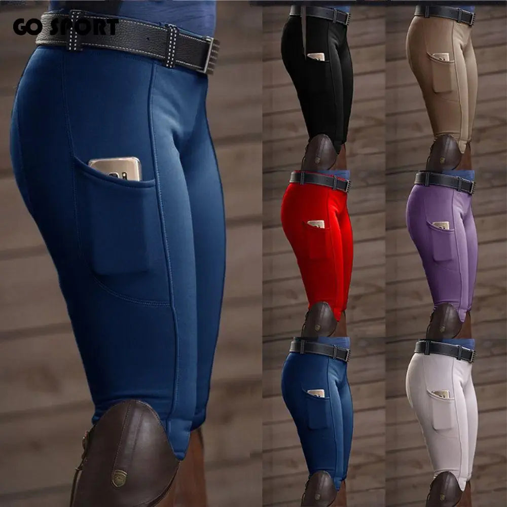Clothes Anti-pilling Equestrian Pants Slim Elastic Horse Racing Trousers Skinny with Phone Pocket Equestrian Breeches Camping