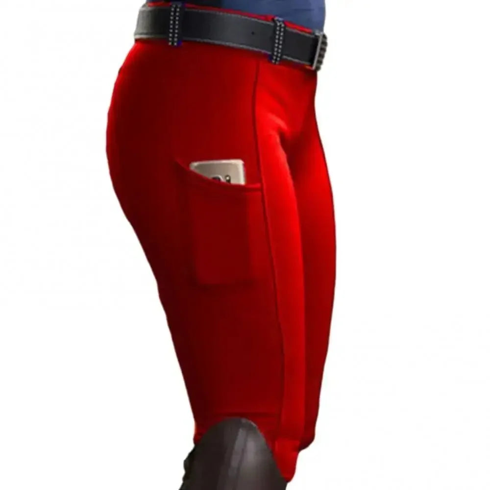 Clothes Anti-pilling Equestrian Pants Slim Elastic Horse Racing Trousers Skinny with Phone Pocket Equestrian Breeches Camping